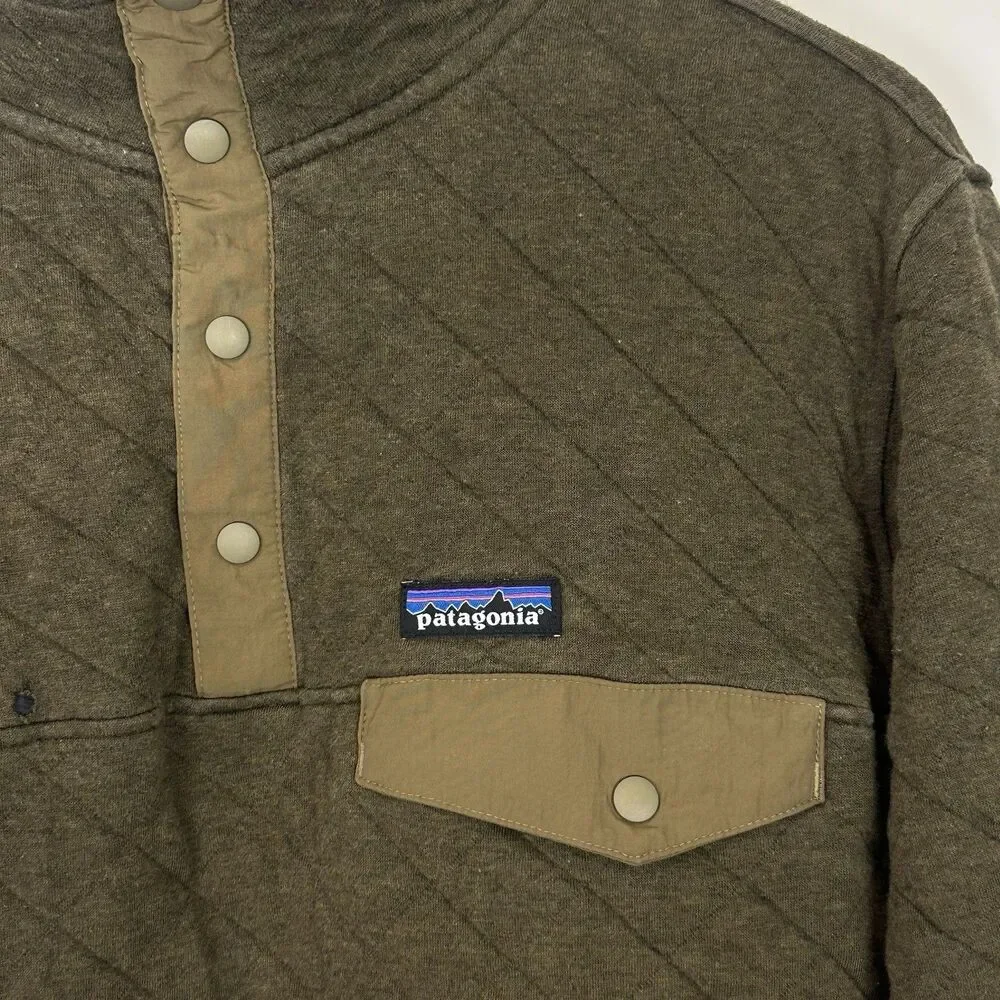Patagonia Men's Organic Cotton Quilt Snap-T Pullover Size M Green Gorpcore